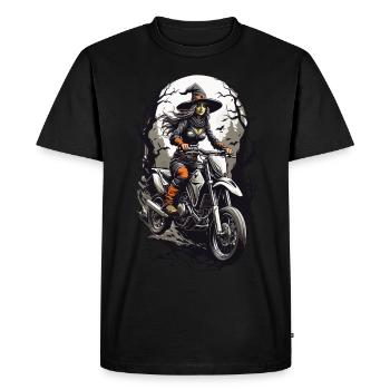 Cool Witches Biker Motorcycle Halloween on Wheels - Men's Premium Organic T-Shirt - black - Front - Nico (187cm)