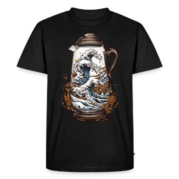 Japan Coffee Aesthetics Ukiyo-E Wave for Coffee Fans - Men's Premium Organic T-Shirt - black - Front - Nico (187cm)