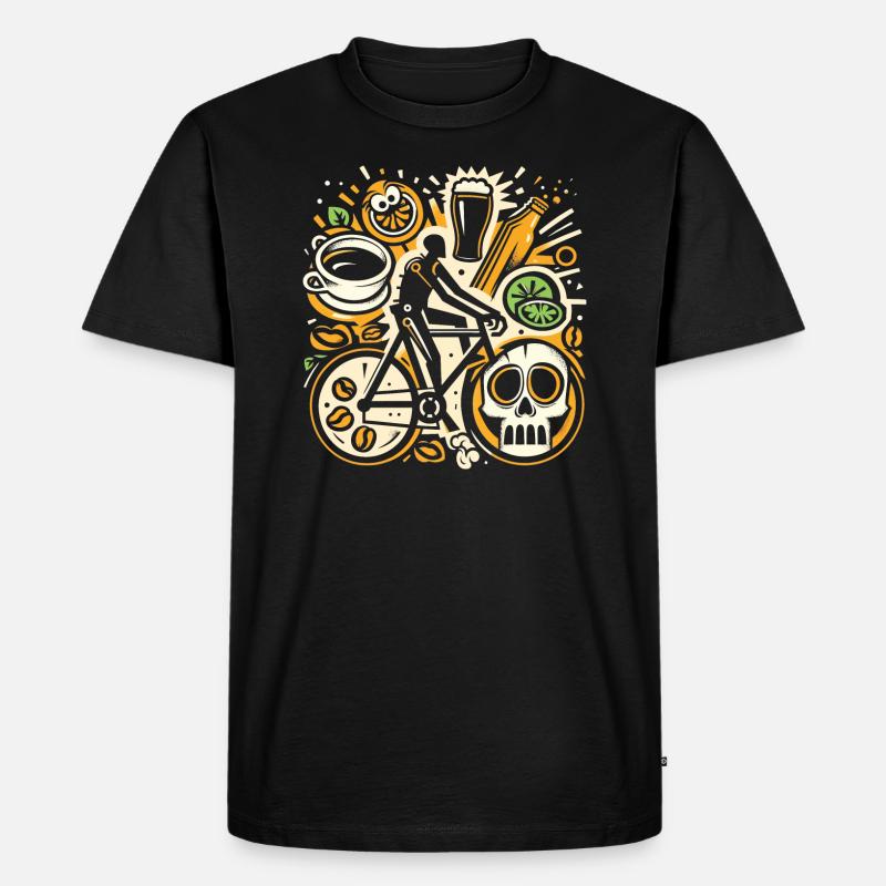 Radfahren, Bier & Kaffee - Perfekte Geschenkidee - Männer Premium Bio T-Shirt - Schwarz