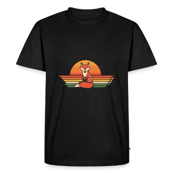 Renard rétro - T-shirt Premium bio Homme - noir - Devant - Nico (187cm)