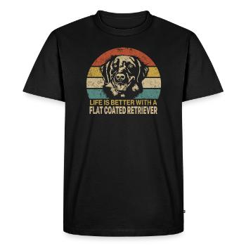 Flat Coated Retriever Rétro Vintage - T-shirt Premium bio Homme - noir - Devant - Nico (187cm)