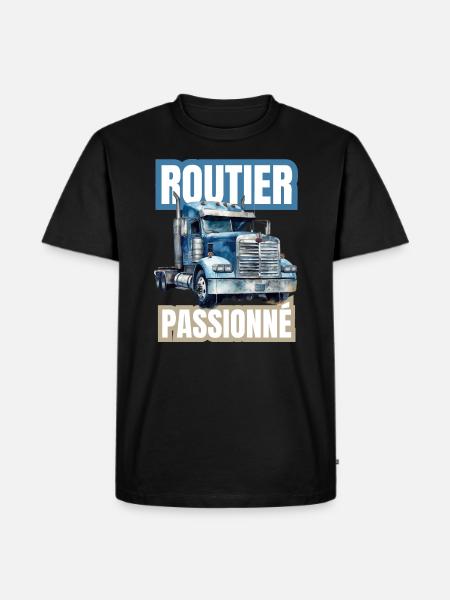 routier passionné - T-shirt Premium bio Homme - noir