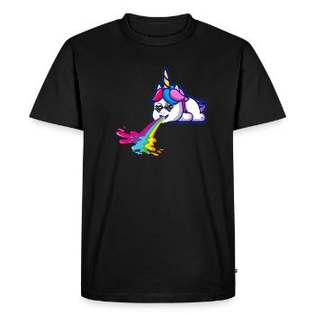 Licorne vomir,Licorne,Cool,Arc-en-ciel,Rétro - T-shirt Premium bio Homme - noir - Devant - Nico (187cm)