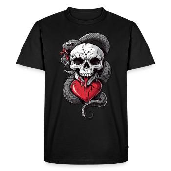 Gothic Metal Skull Vintage Tattoo Style - Men's Premium Organic T-Shirt - black - Front - Nico (187cm)