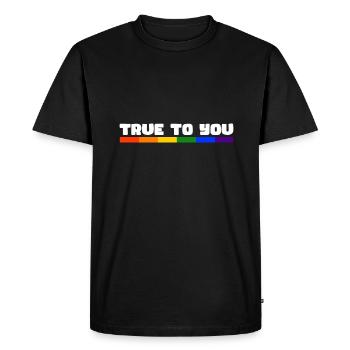 Rainbow Connection Embrace, Happy Pride - Men's Premium Organic T-Shirt - black - Front - Nico (187cm)