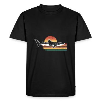 Retro Whale Shark Shark Sea Ocean - Men's Premium Organic T-Shirt - black - Front - Nico (187cm)