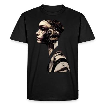 Punk Design Music Cyber Portrait of a Woman - Men's Premium Organic T-Shirt - black - Front - Nico (187cm)