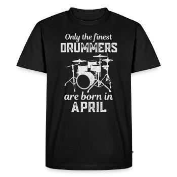 Batteurs nés en avril Batteur d’anniversaire - T-shirt Premium bio Homme - noir - Devant - Nico (187cm)