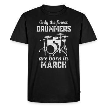 Drummers Born In March Birthday Drummer - Men's Premium Organic T-Shirt - black - Front - Nico (187cm)
