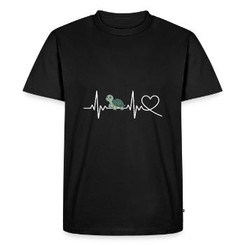 Battement de cœur Tortue - T-shirt Premium bio Homme - noir - Devant - Nico (187cm)