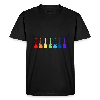 Gitarren Musik LGBT GAY Pride Shirt Guitare Arc-en-ciel - T-shirt Premium bio Homme - noir - Devant - Nico (187cm)