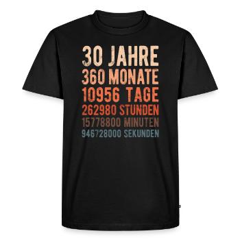 30. Geburtstag - Hochzeitstag, Jubiläum - Männer Premium Bio T-Shirt - Schwarz - Vorne - Nico (187cm)
