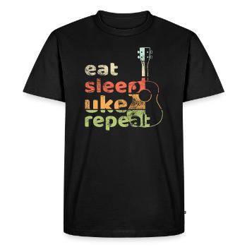 Mangez dormir UKE répéter! Lumière vintage - T-shirt Premium bio Homme - noir - Devant - Nico (187cm)