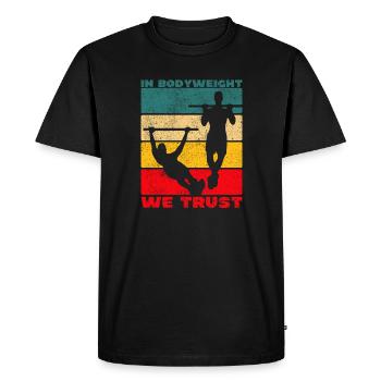 Drôle de dicton de gymnastique - T-shirt Premium bio Homme - noir - Devant - Nico (187cm)