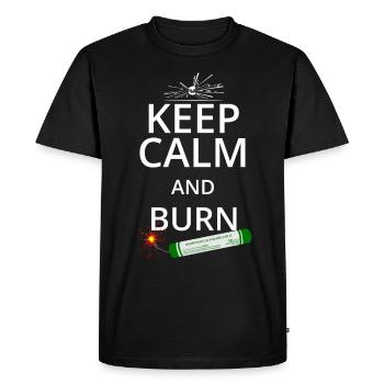 Pyro Silvester Feuerwerk Keep Calm - Männer Premium Bio T-Shirt - Schwarz - Vorne - Nico (187cm)