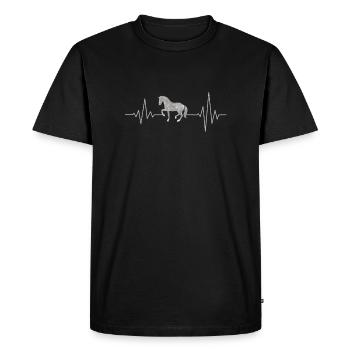 Heartbeat cheval amour amoureux pouls équitation - T-shirt Premium bio Homme - noir - Devant - Nico (187cm)
