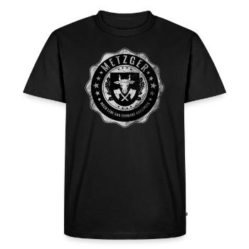 Metzger, Fleischer, Zunftwappen, Handwerker - Männer Premium Bio T-Shirt - Schwarz - Vorne - Nico (187cm)