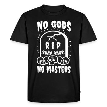Pas de dieux pas de maîtres - T-shirt Premium bio Homme - noir - Devant - Nico (187cm)