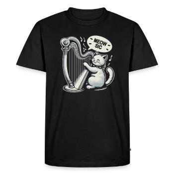 Harfe Katze Pun - Männer Premium Bio T-Shirt - Schwarz - Vorne - Nico (187cm)