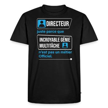 incroyable génie multitâche directeur - T-shirt Premium bio Homme - noir - Devant - Nico (187cm)