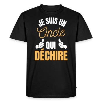 je suis un oncle qui déchire - T-shirt Premium bio Homme - noir - Devant - Nico (187cm)