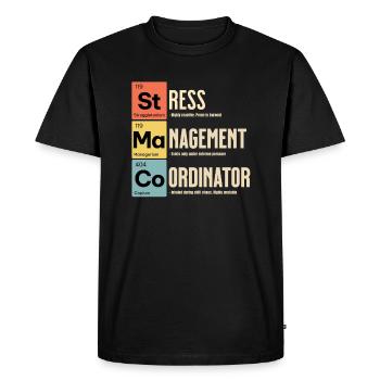 Stress Coordinator – Periodic Table Tee - Men's Premium Organic T-Shirt - black - Front - Nico (187cm)
