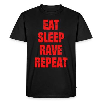 Techno - techno music - eat, sleep, rave, repeat - Men's Premium Organic T-Shirt - black - Front - Nico (187cm)
