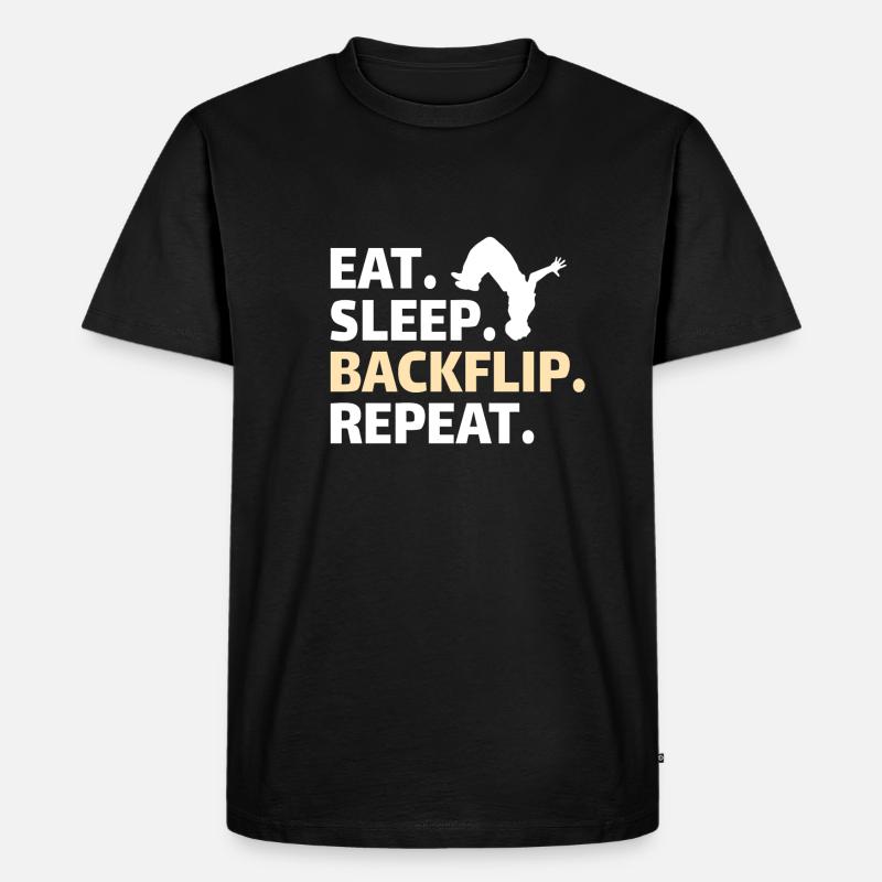 GYMNASTICS: eat,backflip,sleep,repeat - Männer Premium Bio T-Shirt - Schwarz