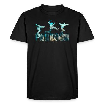 Parkour Parkour Runner Freerunner Freerunning - T-shirt Premium bio Homme - noir - Devant - Nico (187cm)