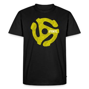 Vinyl Record Collector 45 RPM Spindle - Men's Premium Organic T-Shirt - black - Front - Nico (187cm)