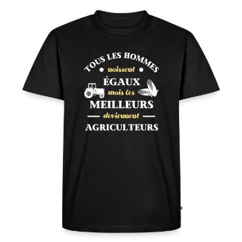 t shirt humour agricole meilleur agriculteur homme - T-shirt Premium bio Homme - noir - Devant - Nico (187cm)