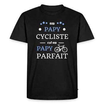 t shirt papy cycliste parfait humour velo homme - T-shirt Premium bio Homme - noir - Devant - Nico (187cm)