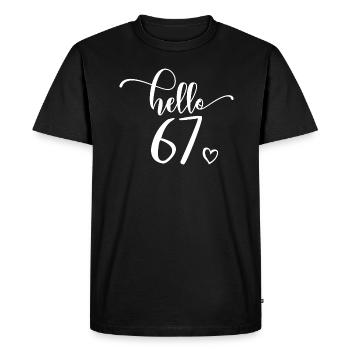 Hello 67 - Mignon cadeau de 67e anniversaire pour femmes - T-shirt Premium bio Homme - noir - Devant - Nico (187cm)