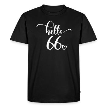 Hello 66 - Cute 66th Birthday Gift For Women - Men's Premium Organic T-Shirt - black - Front - Nico (187cm)
