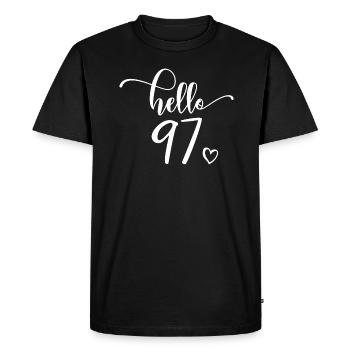 Hello 97 - Cute 97th Birthday Gift, 97 Years Old - Men's Premium Organic T-Shirt - black - Front - Nico (187cm)