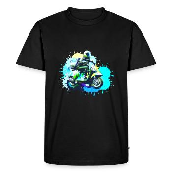 moto, scooter, coloré, peinture, éclaboussure de couleur - T-shirt Premium bio Homme - noir - Devant - Nico (187cm)