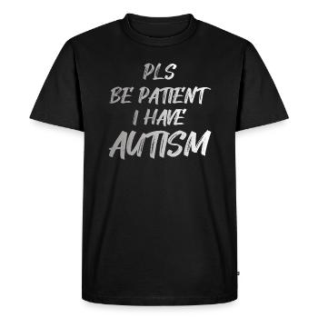 Sensibilisation à l'autisme: merci d'être patient, j'ai l'autisme - T-shirt Premium bio Homme - noir - Devant - Nico (187cm)
