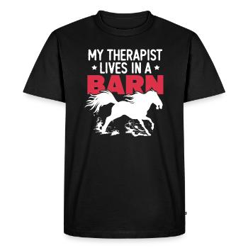 Mon thérapeute vit dans une grange - T-shirt Premium bio Homme - noir - Devant - Nico (187cm)