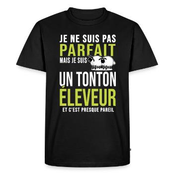 pas parfait tonton oncle éleveur brebis mouton - T-shirt Premium bio Homme - noir - Devant - Nico (187cm)