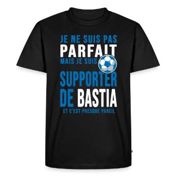 supporter football Bastia humour foot bastiais - T-shirt Premium bio Homme - noir - Devant - Nico (187cm)