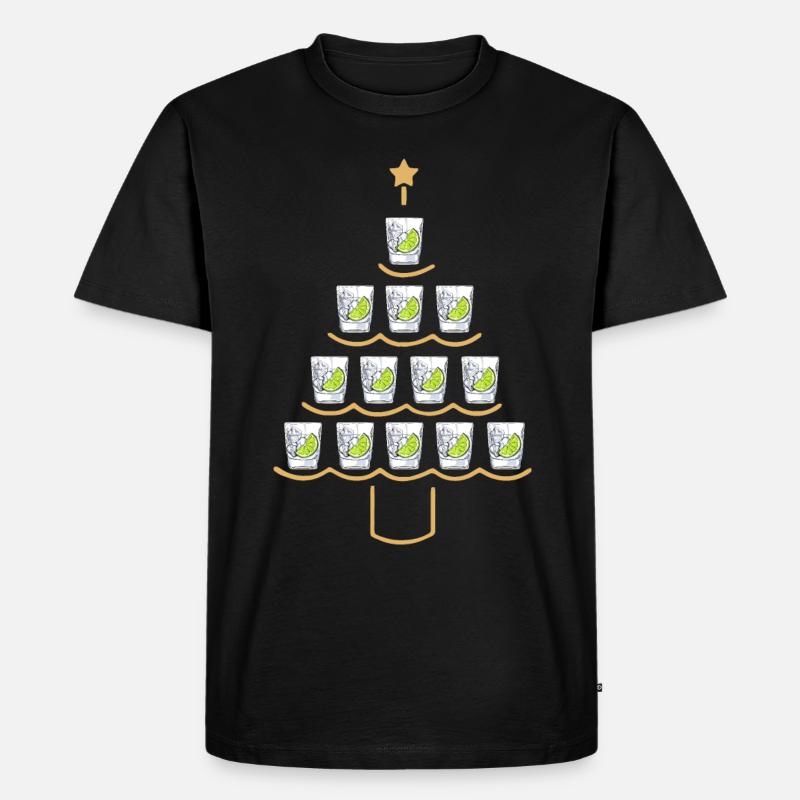 Gin Weihnachtsbaum - Männer Premium Bio T-Shirt - Schwarz