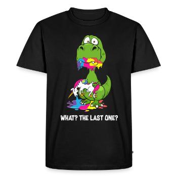 Le dernier dinosaure licorne quoi ? Licorne mangeuse de dinosaures - T-shirt Premium bio Homme - noir - Devant - Nico (187cm)