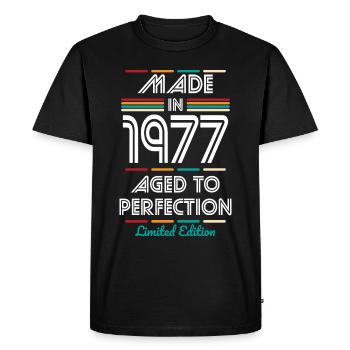 45th Birthday - Made in 1977 - Men's Premium Organic T-Shirt - black - Front - Nico (187cm)