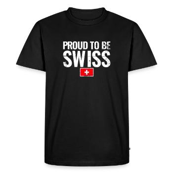 Fier d’être suisse Suisse Drapeau suisse - T-shirt Premium bio Homme - noir - Devant - Nico (187cm)