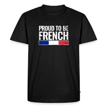 Fier d’être français France Français Français - T-shirt Premium bio Homme - noir - Devant - Nico (187cm)