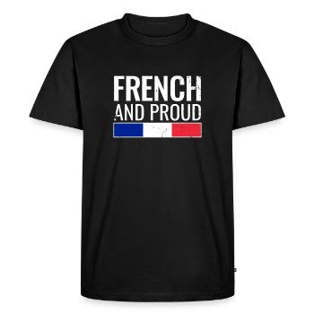 Français et fière France Français Français - T-shirt Premium bio Homme - noir - Devant - Nico (187cm)