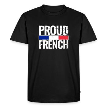 Fier Français France Drapeau français - T-shirt Premium bio Homme - noir - Devant - Nico (187cm)