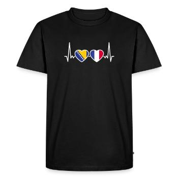 Bosnia France Heartbeat Flag Bosnians - Men's Premium Organic T-Shirt - black - Front - Nico (187cm)