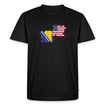 Bosnia USA Flag American Bosnian - Men's Premium Organic T-Shirt - black - Front - Nico (187cm)