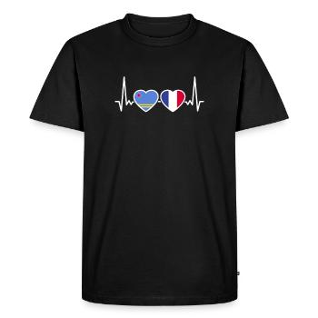 Aruba France heartbeat flag Aruban - T-shirt Premium bio Homme - noir - Devant - Nico (187cm)